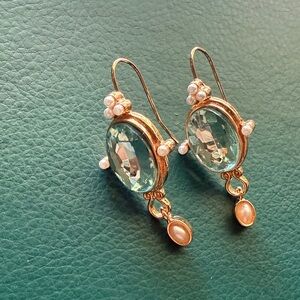 Elegant Gold and Blue Gemstone Earrings